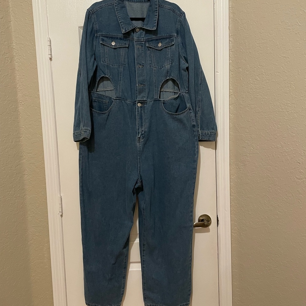 Blue Denim Jumpsuit Plus Size